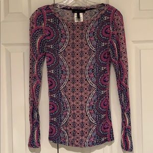 BCBG paisley long sleeve top